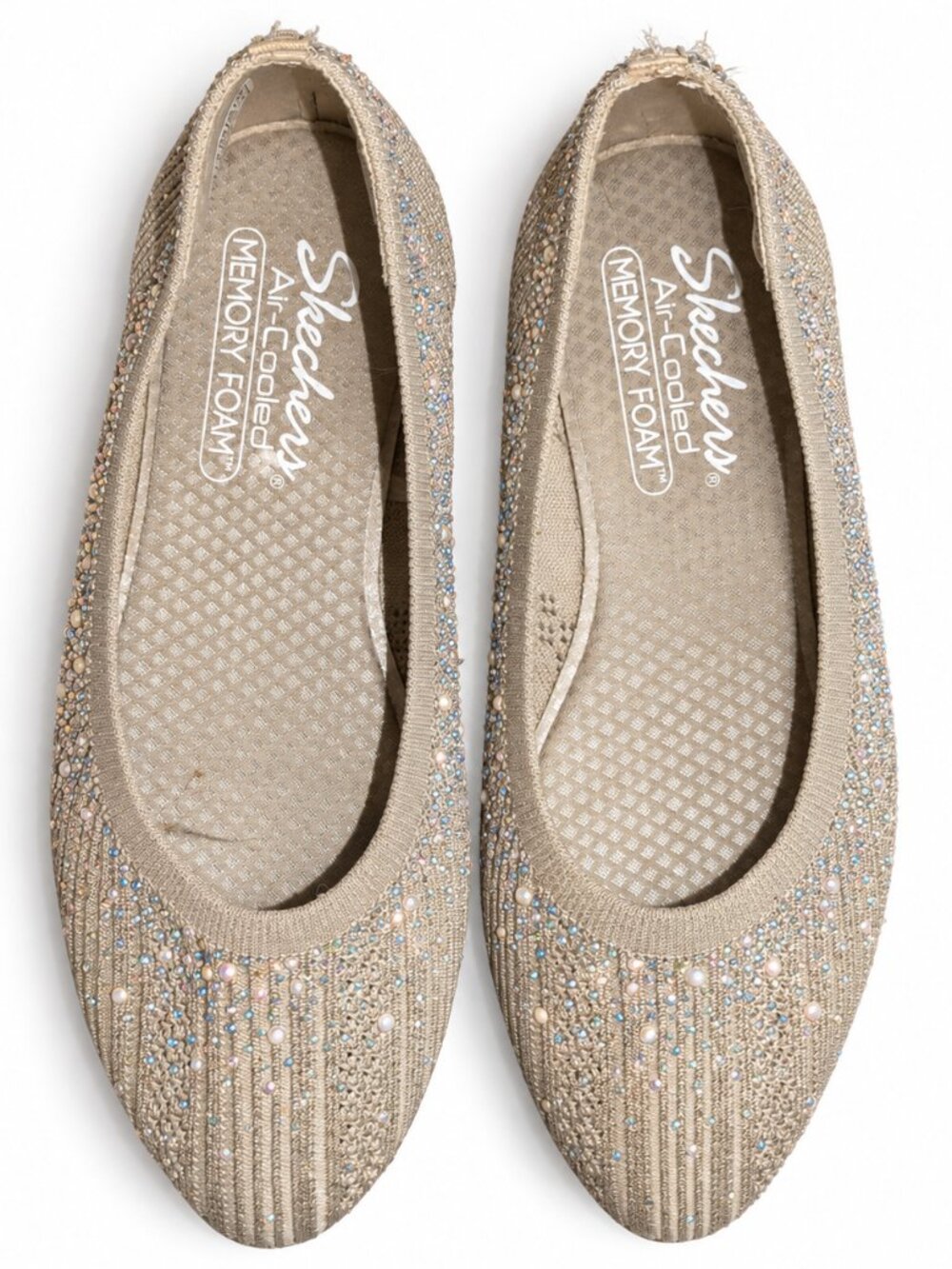 Skechers Cleo 2.0 Glitzy Daze Taupe Rhinestone Ballet Flats Women’s 8